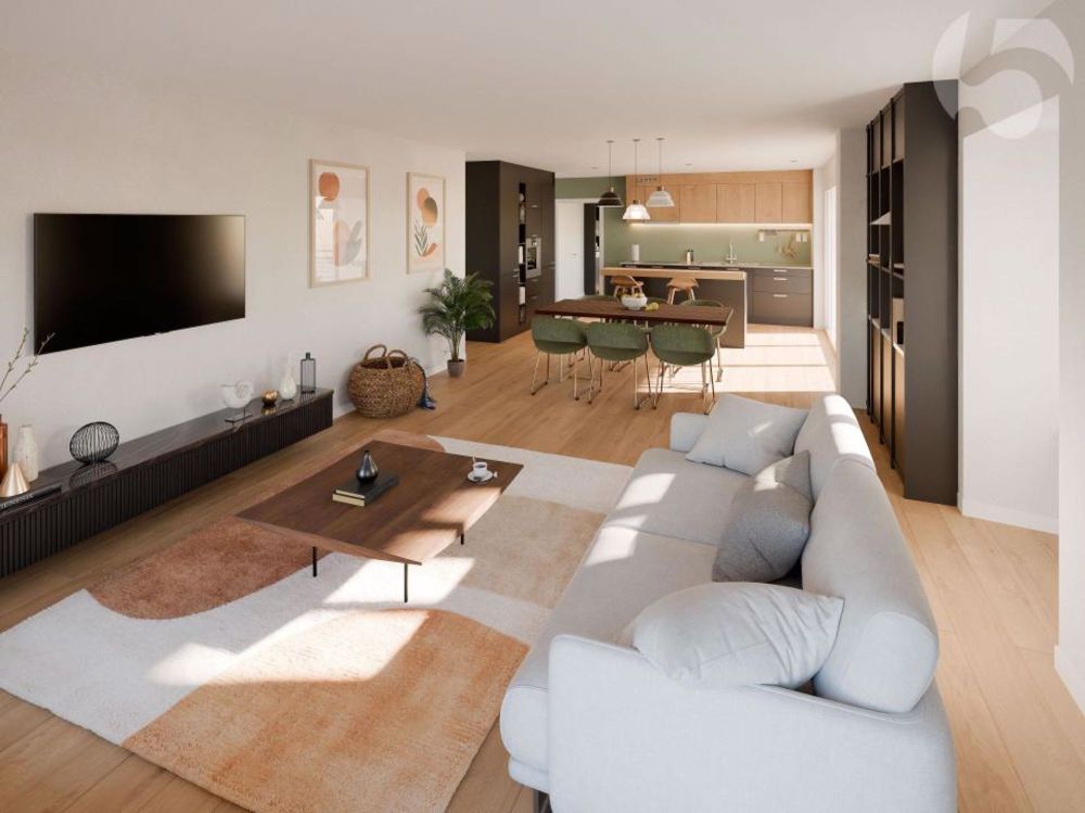 Villars-le-Terroir, chantier ouvert : Spacieux 5.5 pcs de 130 m2 avec balcon Sud - Image de synthèse de l'appartement B8 de 5,5 pcs de 130 m2 avec balcon Sud