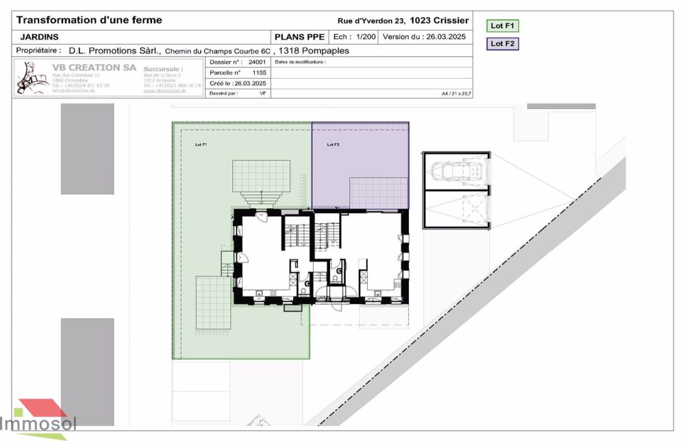 Crissier - Maison Jumelle de 4.5 Pièces avec Jardin - Crissier | Maison Jumelle F1 | Plan Jardin