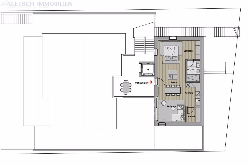 Zu verkaufen, 2.5 Zimmer Neubauwohnung im 3.OG in Staldenried - Bild 3