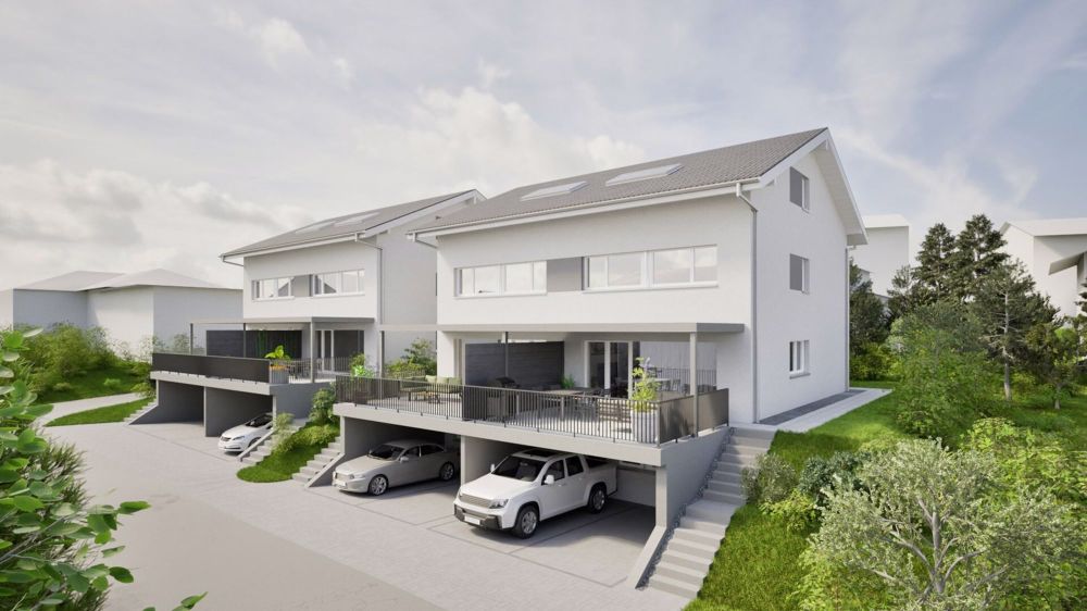 Neubauprojekt: Exklusives Doppel-Einfamilienhaus Flexibel, Modern & - Marlin_Immobilien_2_DEFH_Oftringen_Vorprojekt_Visualisierung_aussen_verkauf