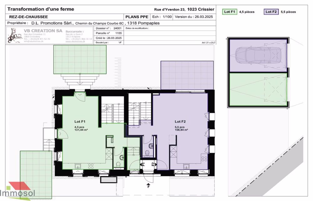Crissier - Maison Jumelle de 4.5 Pièces avec Jardin - Crissier | Maison Jumelle F1 | Plan RDC