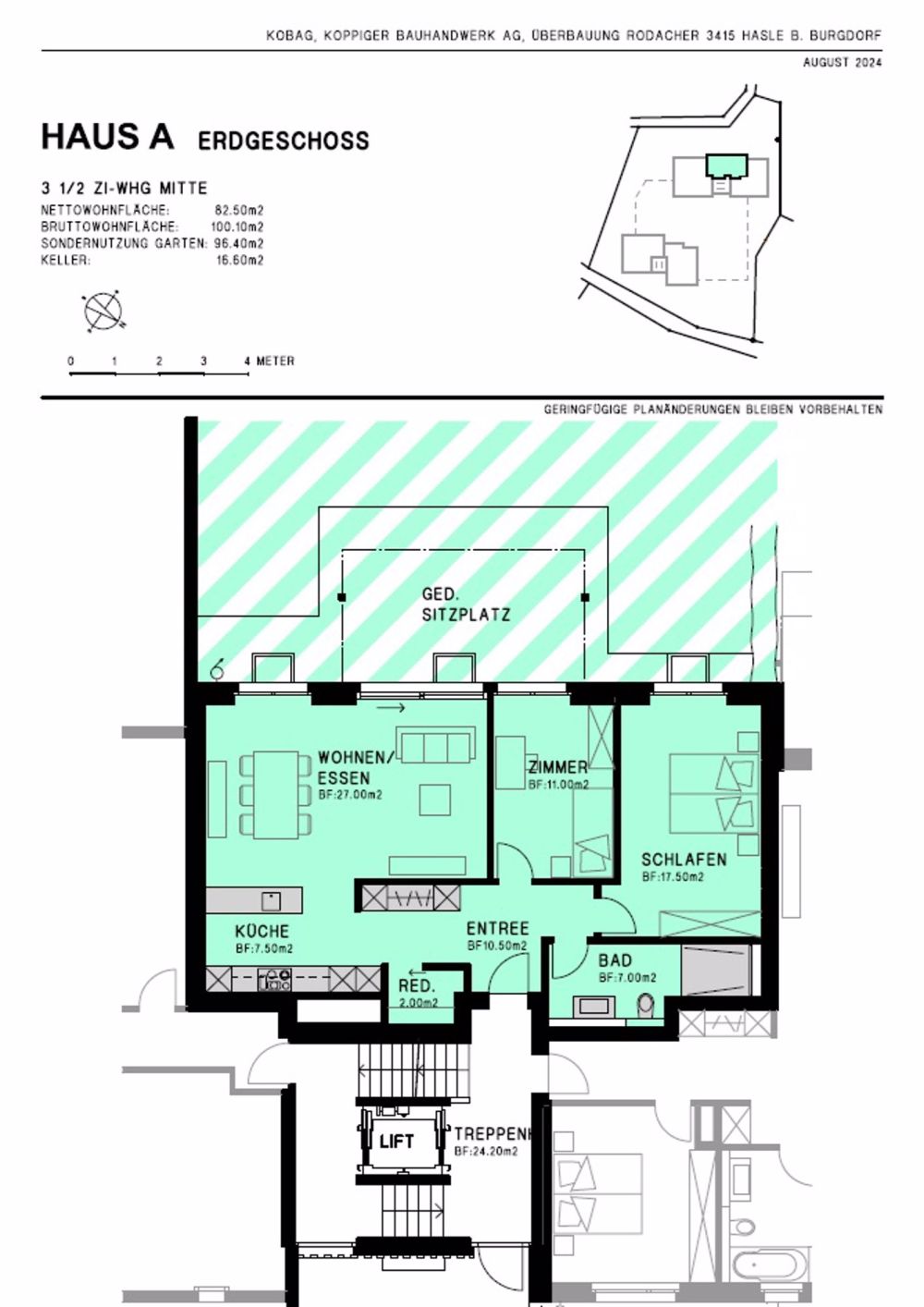 Überbauung Rodacher: 3.5 Zimmer Eigentumswohnung Haus A Erdgeschoss mitte - Bild 4