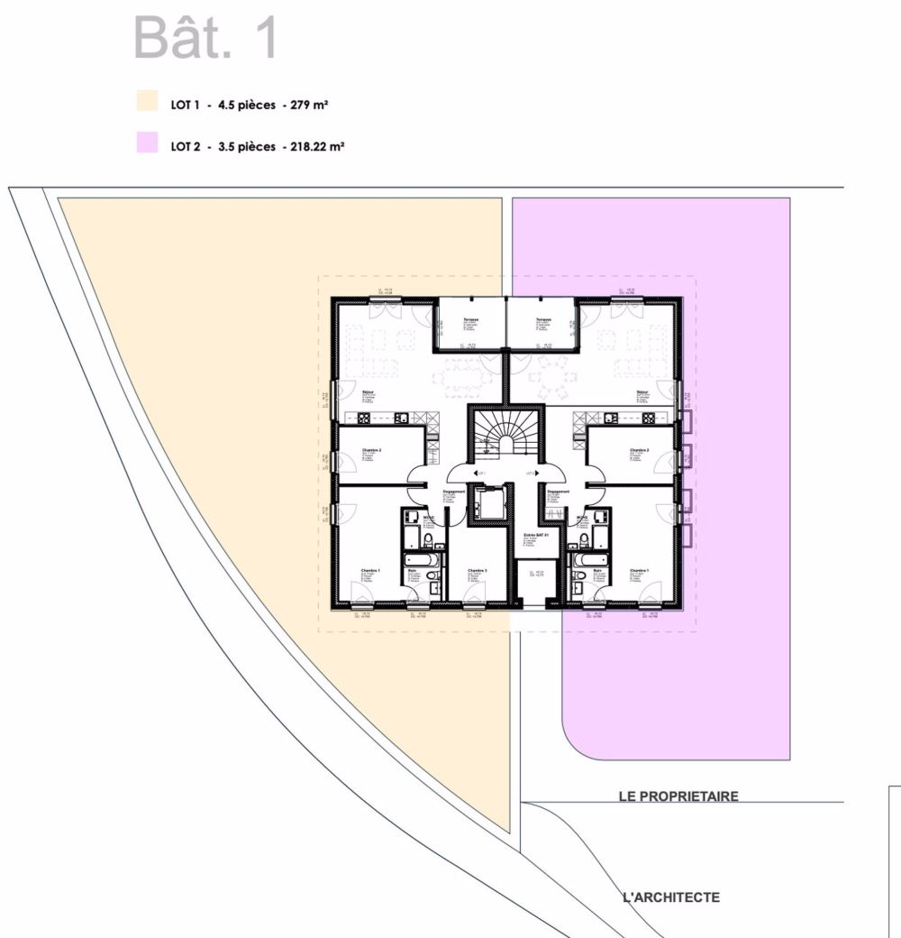 Garten von 216 m2 - Panoramablick - 3,5 Zimmer im Bau - jardin lot 1 et lot 2
