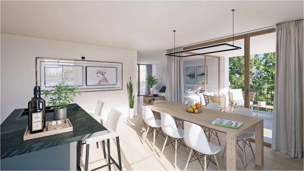 Neue Promotion in Freiburg! 6.5-Zimmer-Duplex-Penthouse - Lot 2/4 - cuisine, salle à manger et loggia - Pervenches 6 (image non contractuelle)