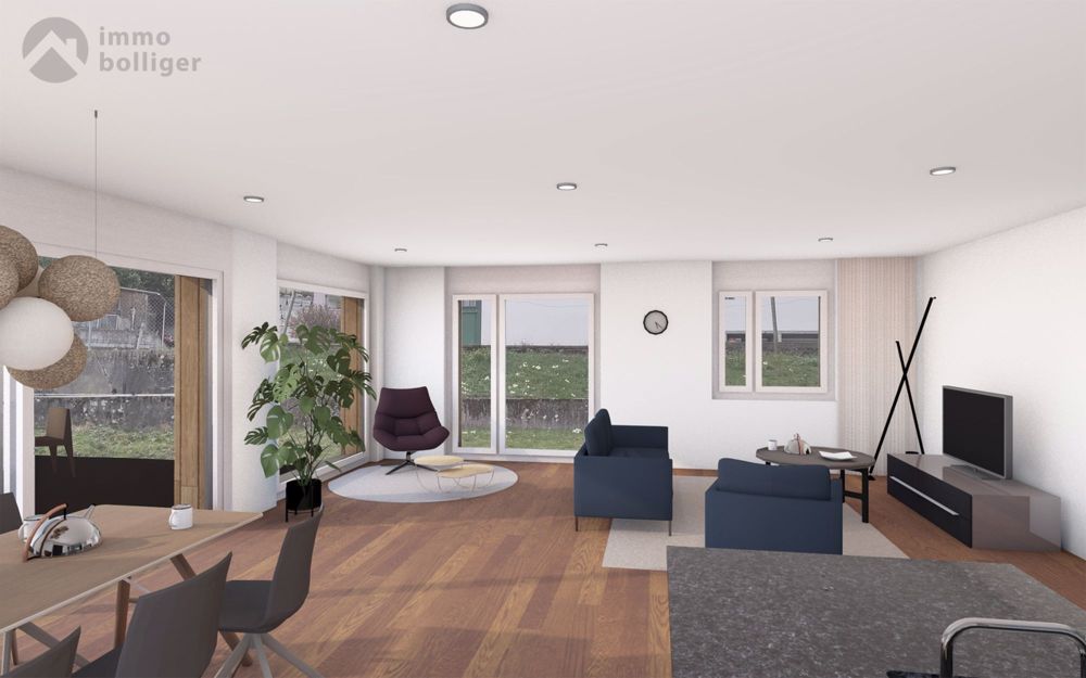 Baubewilligtes Neubauprojekt in ökologischer Holzbauweise - Visu Wohnbereich Haus 3