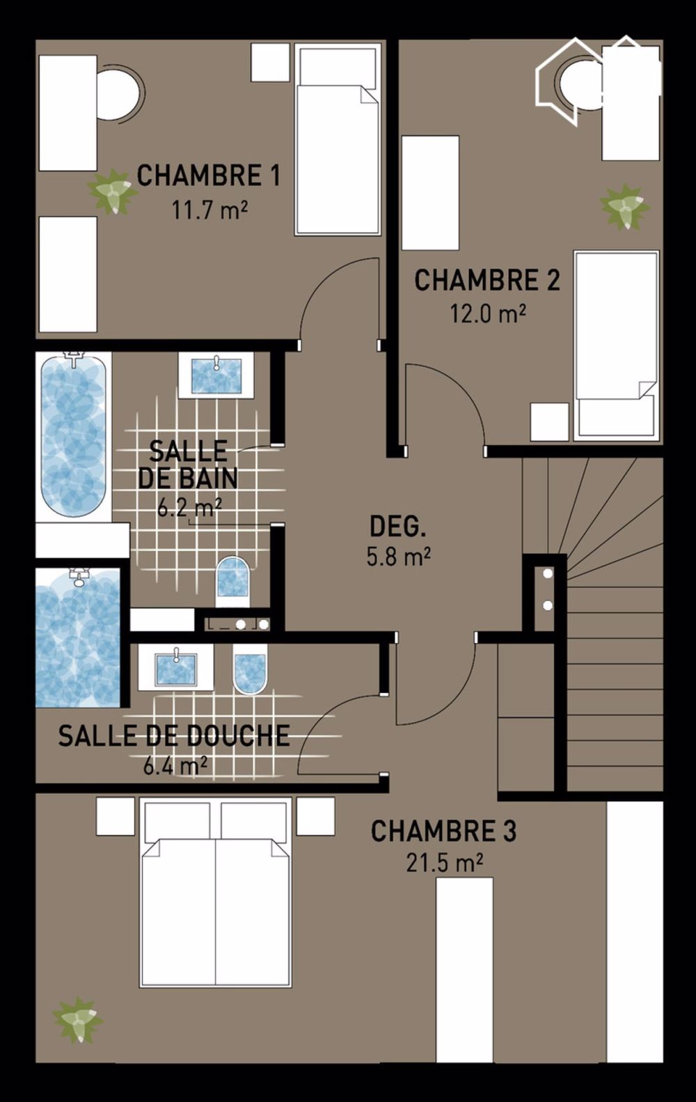 Deuxième étape - 7 villas contiguës - Variante 1er étage