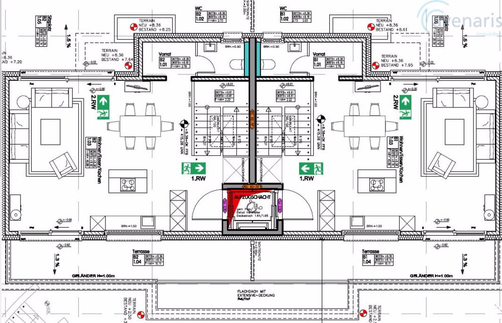 Neubauprojekt in Laufen - Doppeleinfamilienhäuser - Grundrisspläne Doppel-Einfamilienhaus 1. Obergeschoss / Floor plans double detached house 1st floor