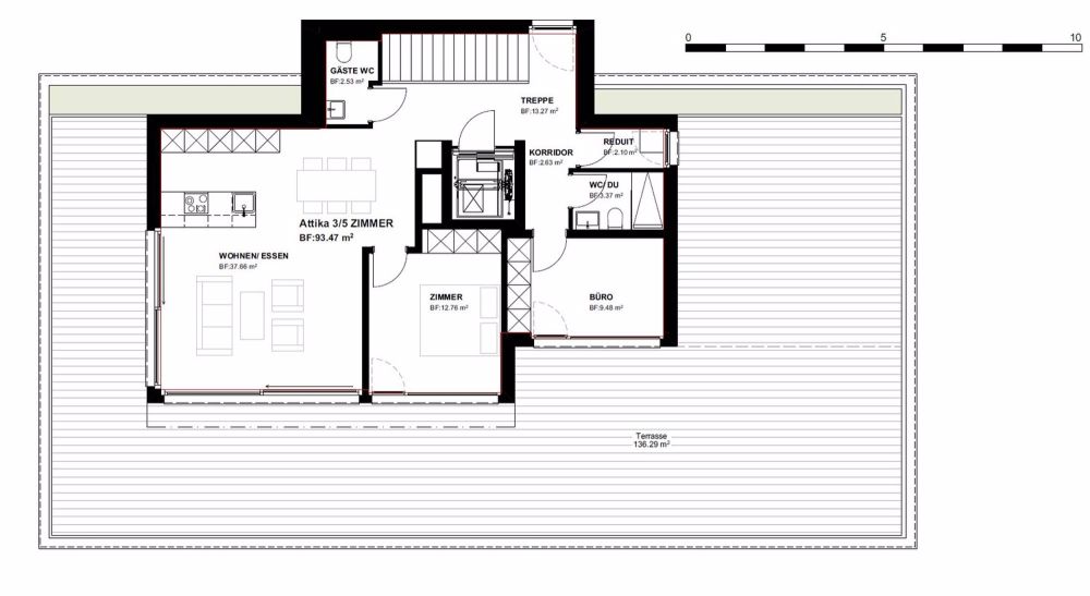 Attikawohnung mit 136 m² grosser Terrasse - Bild 4