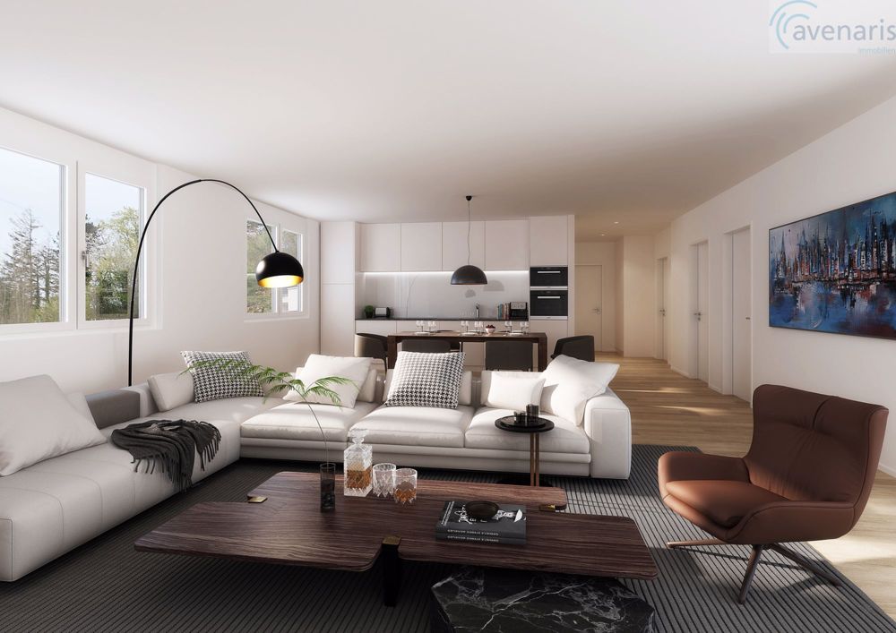 Neubauprojekt in Laufen mit 4.5 Zimmer Wohnungen ab CHF 850'000.- - Visualisierung Wohnzimmer / Visualization living room