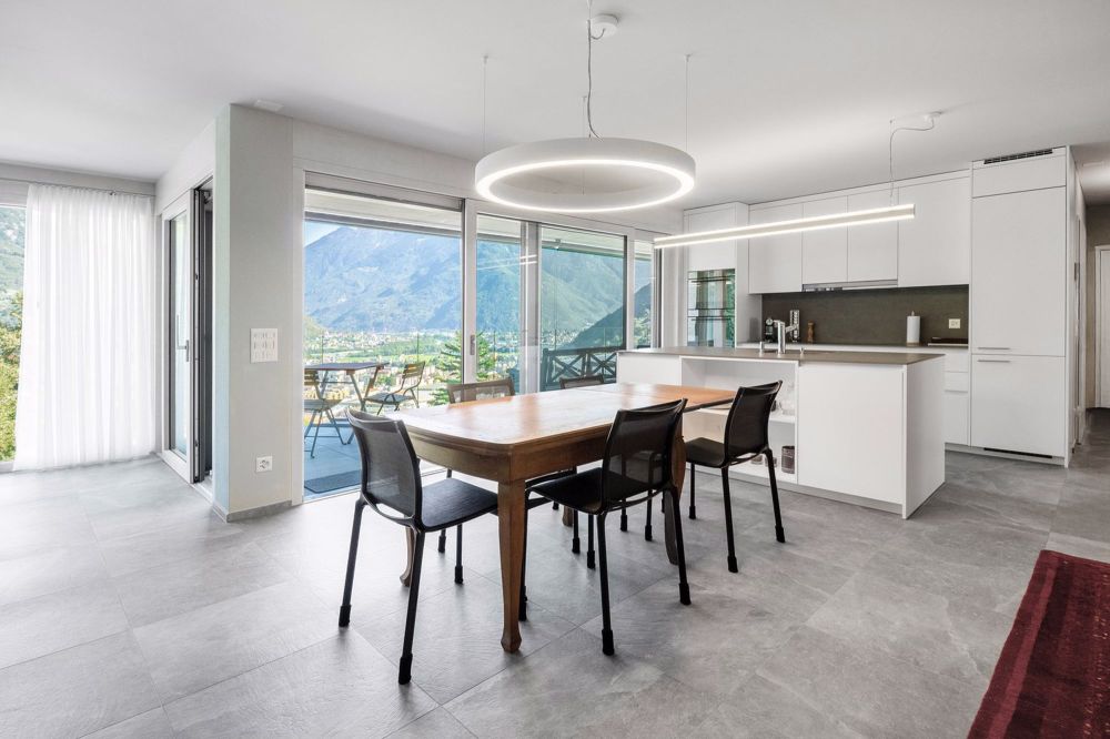Residenz Artore - Wohnen mit Blick auf die Burgen von Bellinzona - Sala da pranzo e cucina
