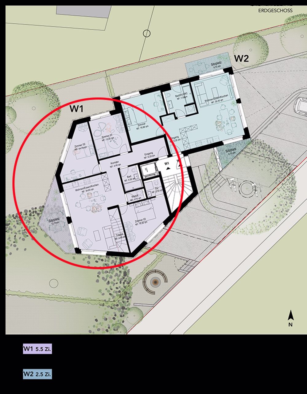 Helle und grösszügige 5-Zimmer-Maissonette-Gartenwohnung mit Aussicht - W1 - Bild 8