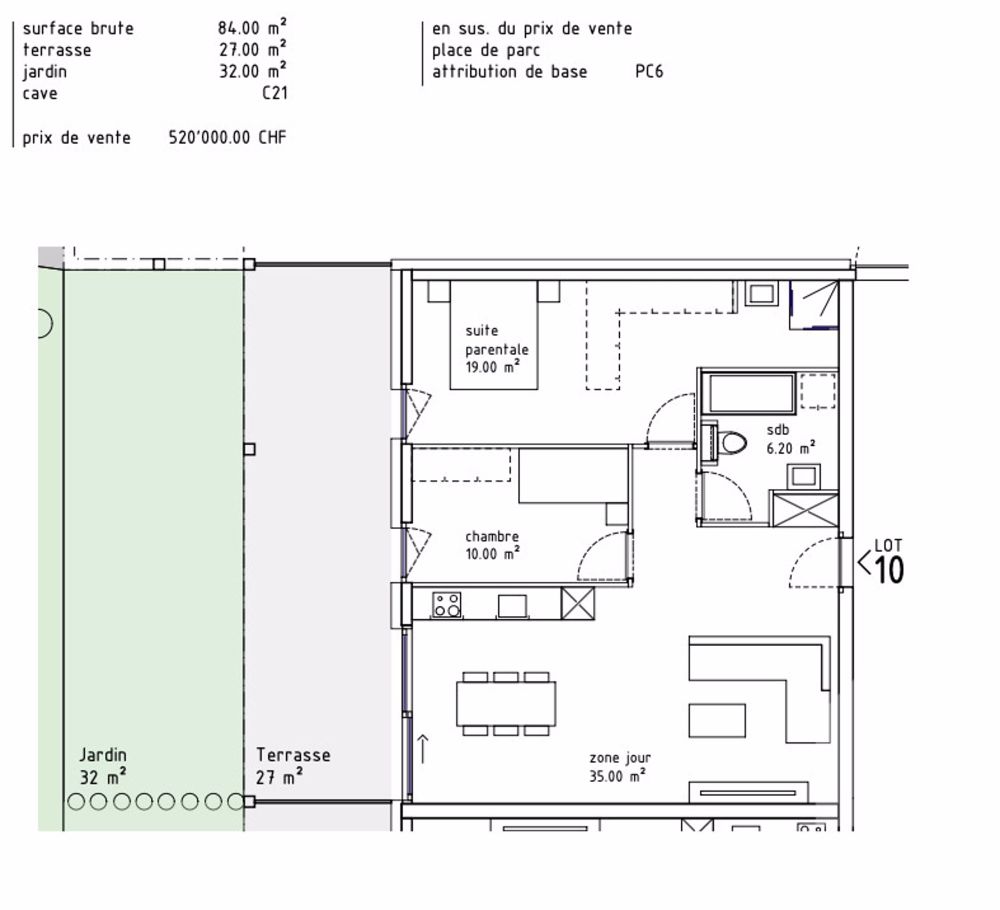 Appartement 3,5 pièces de 103 m2 avec terrasse et pelouse - Bild 8