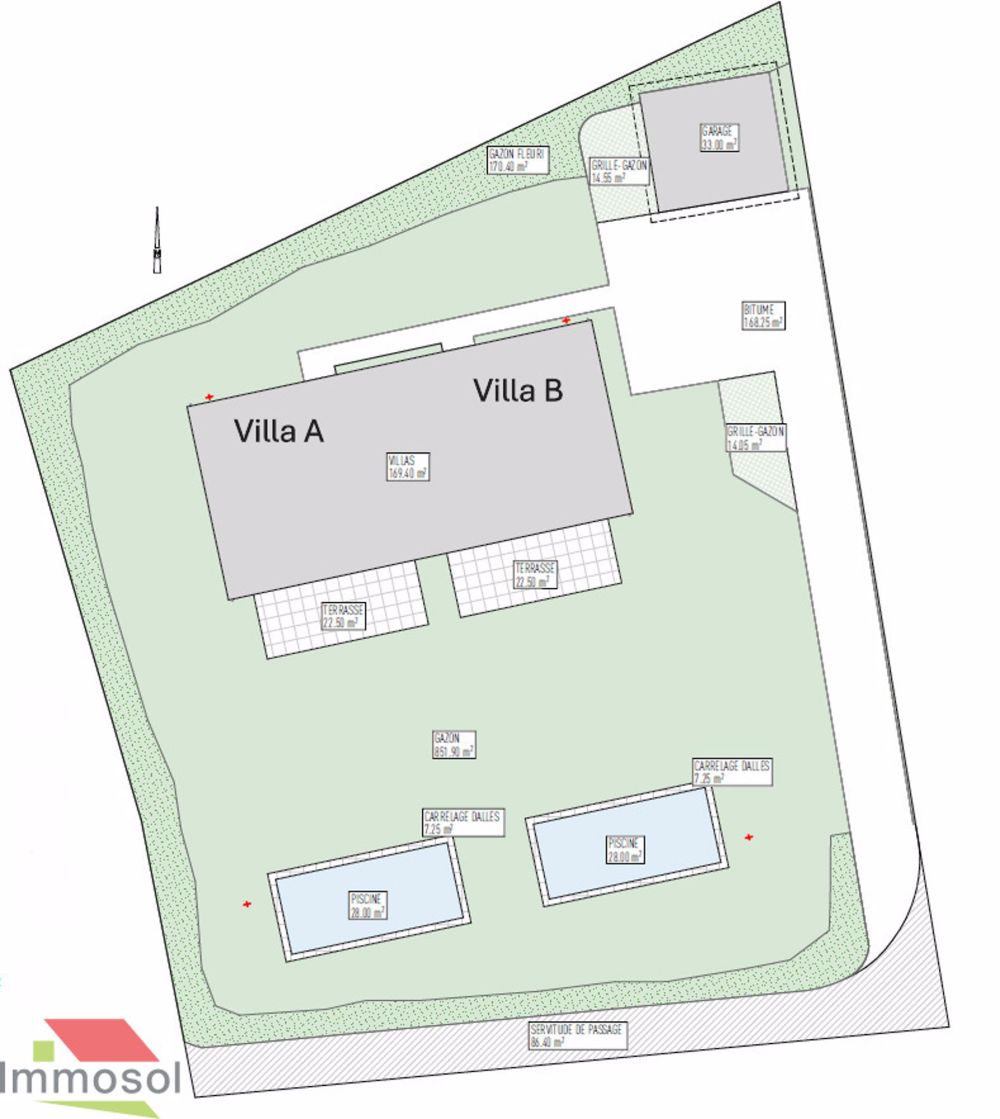 Le Mont-sur-Lausanne - Maison jumelle neuve 5.5 pièces - Immosol | Villa Jumelle Le Mont | Plan de masse