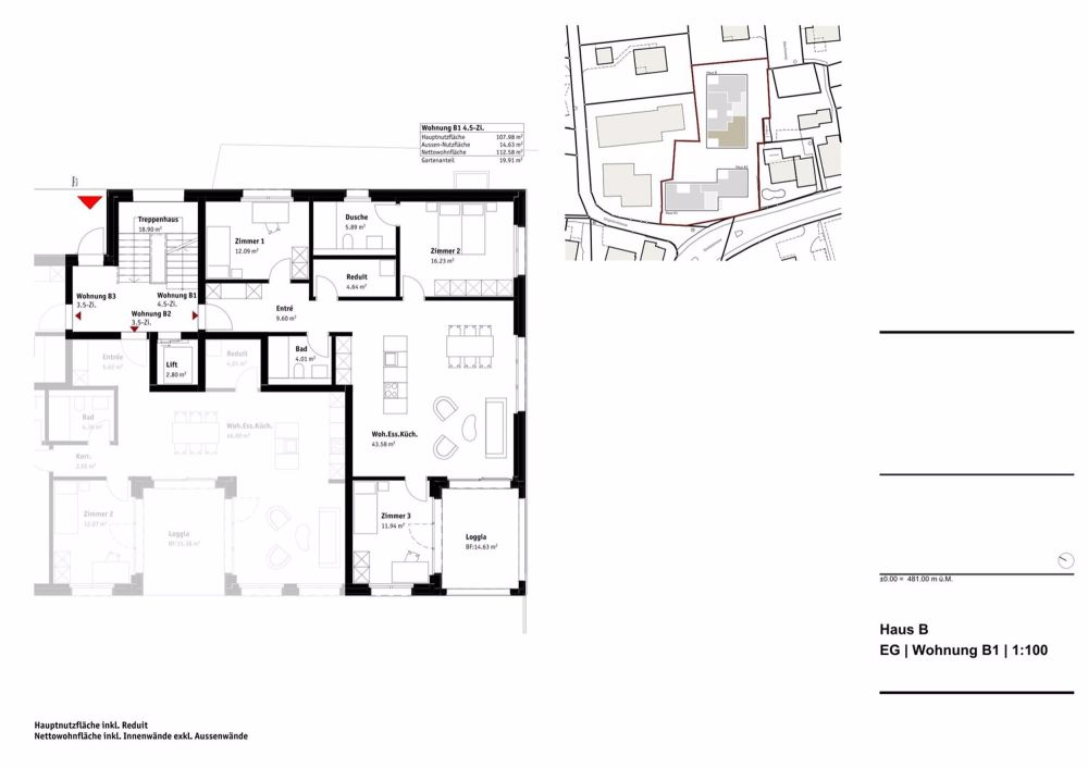 Neubauprojekt "Lindenberg" - zentrales Wohnen - LINDENBERG - Grundrisspläne B1 - Aktualisierte Pläne