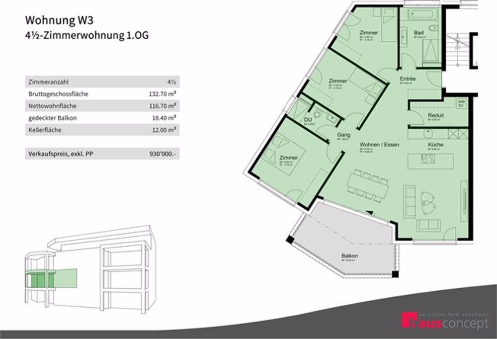 W3 | modernes & grosszügiges Wohnen | 4.5-Zimmer Wohnung im 1.OG - Bild 4