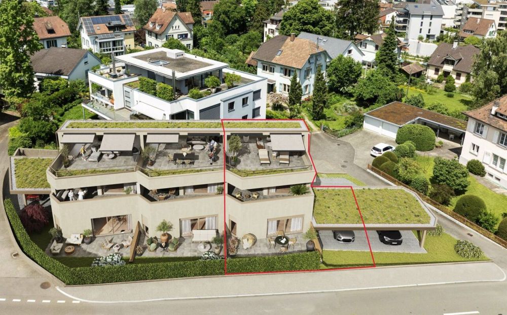 Neubau - 4.5 Z' Reihen-Eck-Haus inkl. Doppelcarport an exklusiver Lage - Auusenansicht