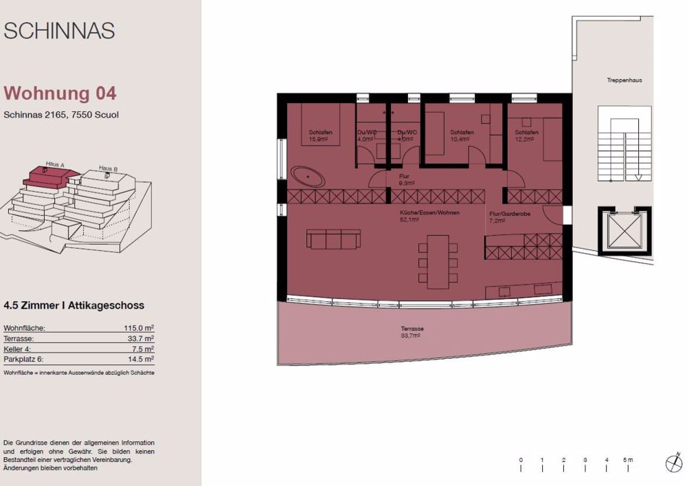 3.5-Zimmer Terrassenwohnung in Schinnas, Scuol - Bild 5