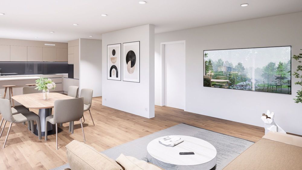 Villa neuve individuelle avec garage attenant Orientation Sud-Ouest - Exemple d'agencement intérieur (image de synthèse)