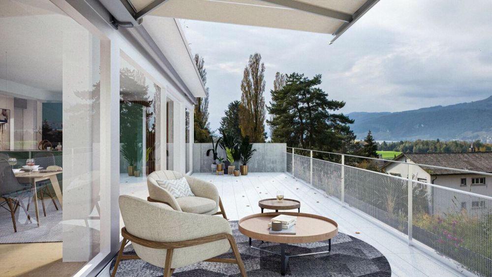 Letzte Chance: Exklusive Neubauwohnungen mit flexiblen Grundrissen und grossen Terrassen - Balkon mit Weitsicht