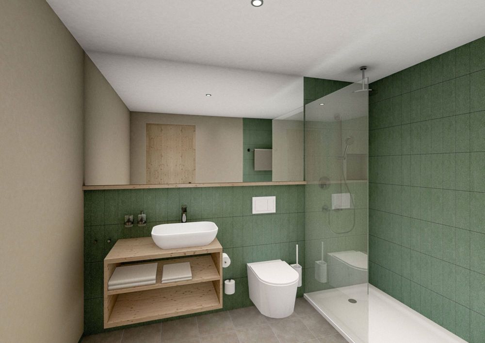 Natürlich Nachhaltig - Neue Ferienapartments an der Skipiste - Visualisierung Badezimmer