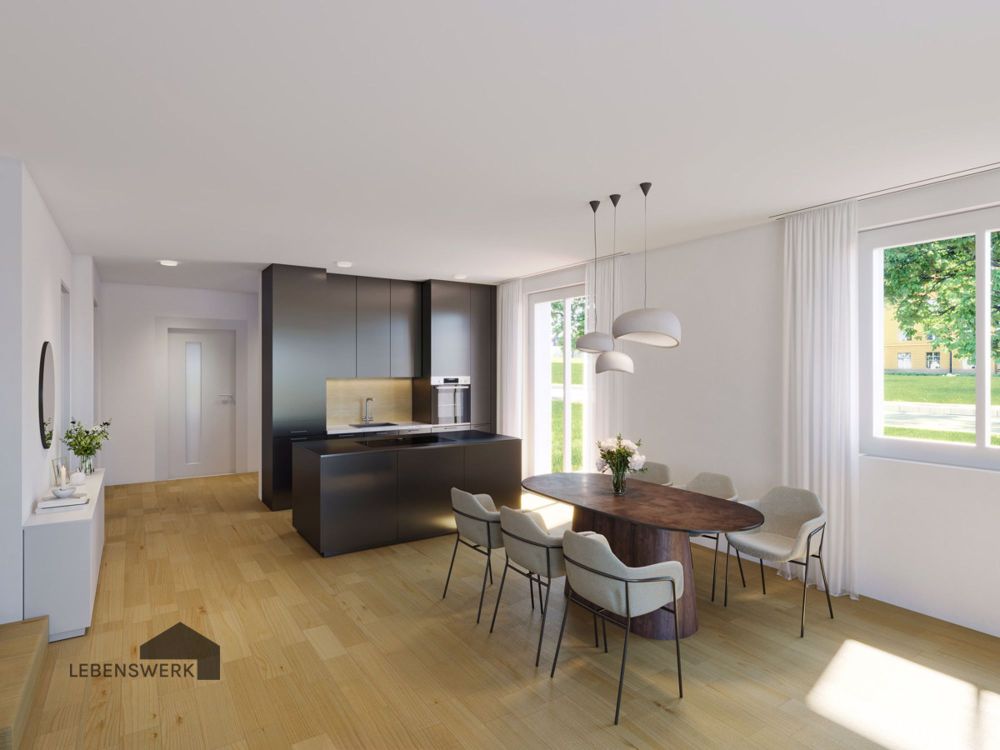 NEUBAU: DEFH A mit Keller, Carport und Garten - Moderne Wohnküche mit Essbereich