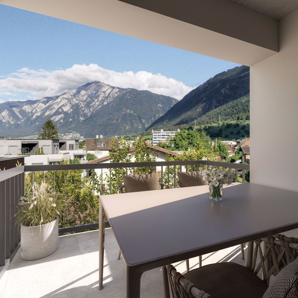 LETZTE CHANCE! Wohnen, wo das Leben spielt exklusive, luxuriöse Eigentumswohnungen in Domat/Ems - Balkon