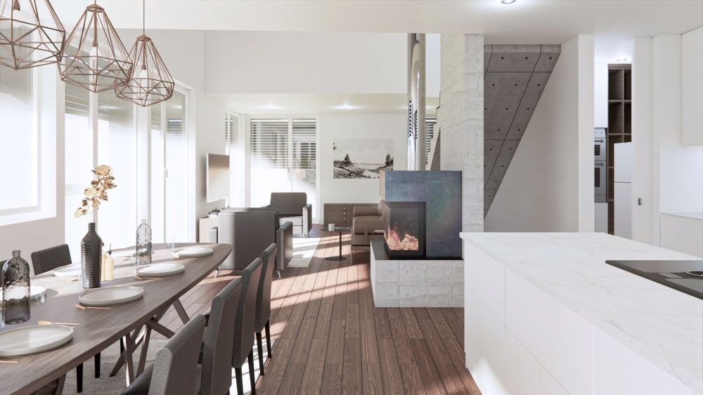 Neubau mit Weitblick und individuellem Innenausbau - Wohn- und Essbereich