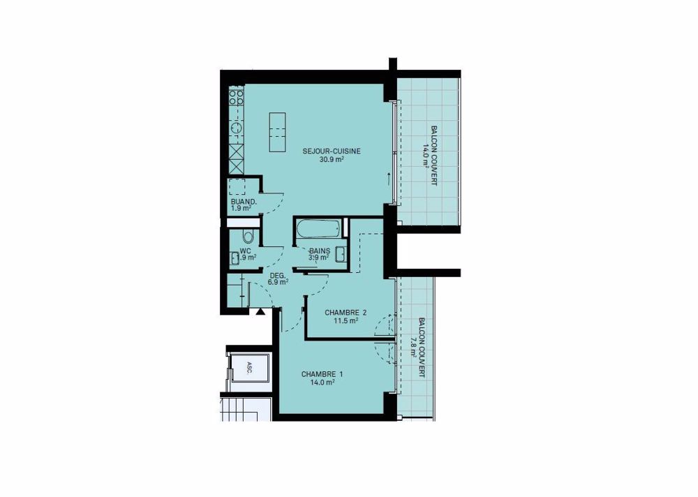 Die Opalbucht, neuwertige 3.5-Zimmer-Wohnung mit 2 überdachten Balkonen - Bild 12