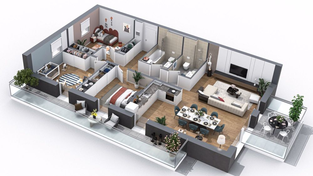 APP von 4,5 Zimmern mit Garten - Nähe Bahnhof - Panoramablick - Lot A12 (similaire A03-A06-A09)