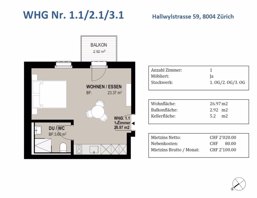 1 Zimmer-Wohnung in Zürich mieten - Bild 5