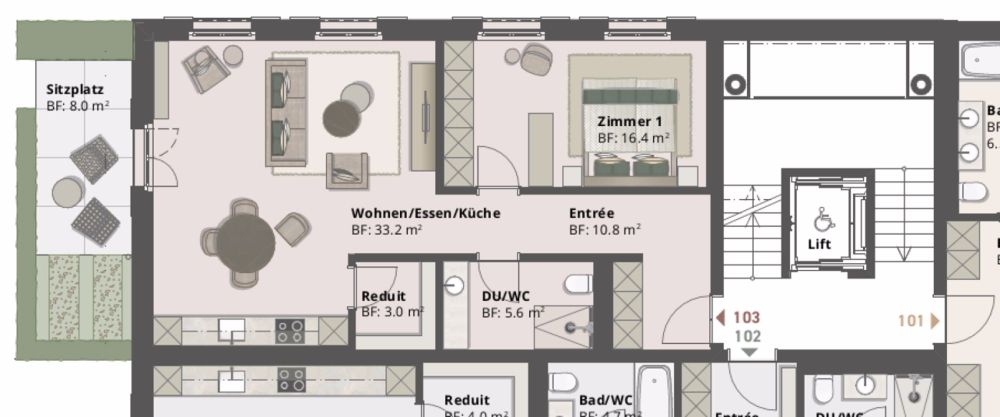 BAUSTART IST ERFOLGT! Hohe Wohnqualität: Neubauwohnungen in Natur-, See- und Stadtnähe - 2.5 Zimmerwohnung 103 Grundriss