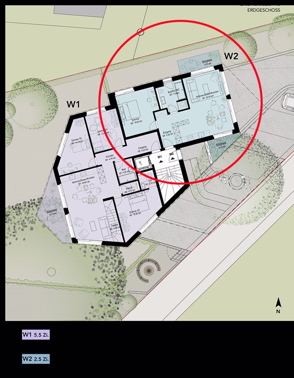 Helle und grösszügige 2.5-Zimmer-Gartenwohnung mit Weitsicht - W2 - Bild 9