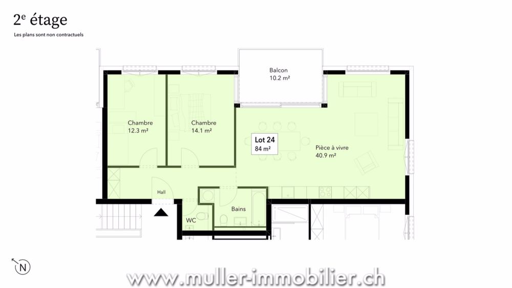 Entdecken Sie diese charmante 3,5-Zimmer-Wohnung im 2. Stock eines schönen Gebäudes! - Bild 4