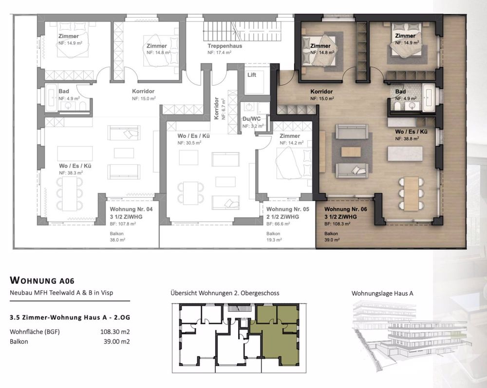 Appartement neuf de 3,5 pièces en hauteur privilégiée - / 3.5 2 Stock chf 729`000