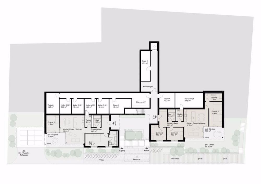 Wohnen mit Weitblick - Ihre Terrassenwohnung in Etzgen - Grundriss Ebene 1