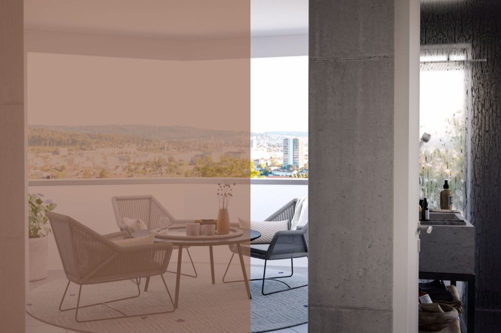 COSMO WOHNUNGEN | URBANES LEBEN IN BIEL - Terrasse mit Panoramablick bei Tag