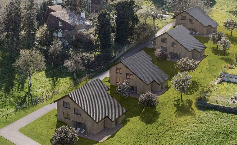 Zeitgemässe, bezahlbare Architektur mit hohem Standard: Einfamilienhäuser 30 Autominuten bis Basel - Visualisierung aussen