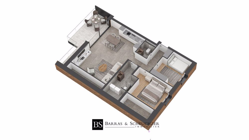 LOT 7 - Charmantes 3.5 Zimmer-Dachgeschosswohnung in Bluche - Plan 3D lot 7