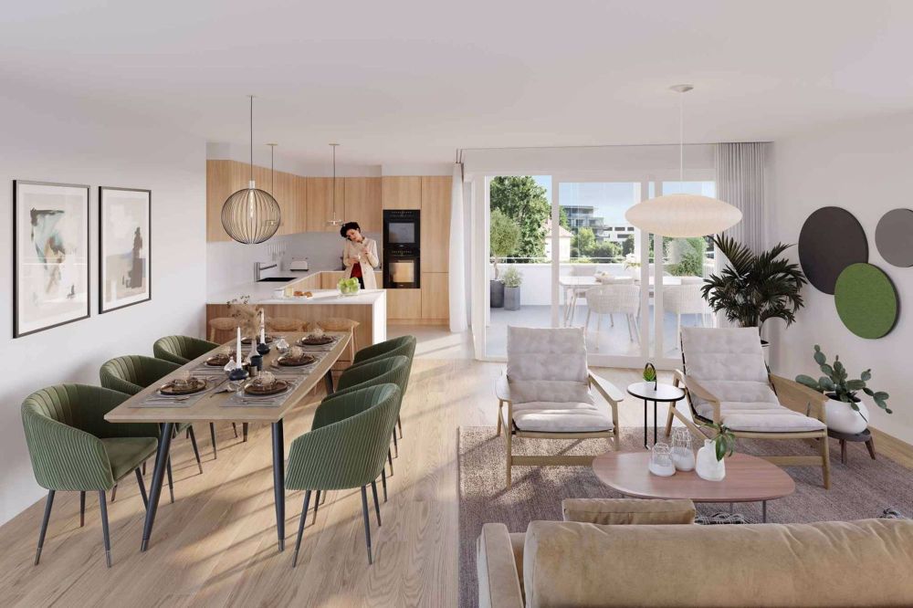 Résidence Innaé | Lot 13 - Cuisine et séjour avec espace salle à manger