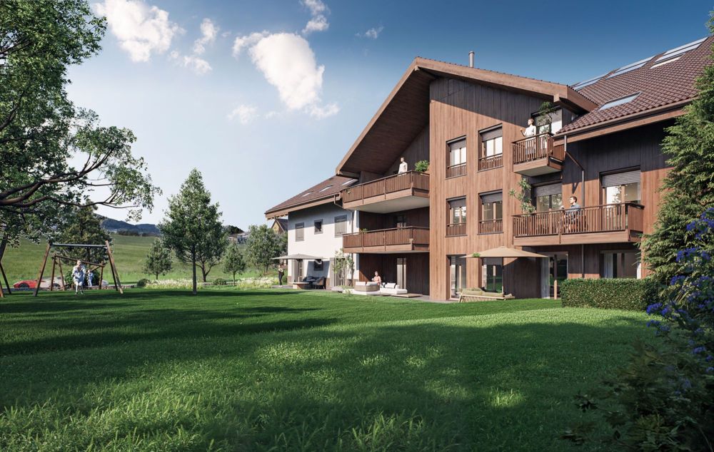 Wohnungen mit 3,5 Zimmern in Prâ d'Echarlens - Ab CHF 570'000.- - Bâtiment et jardins