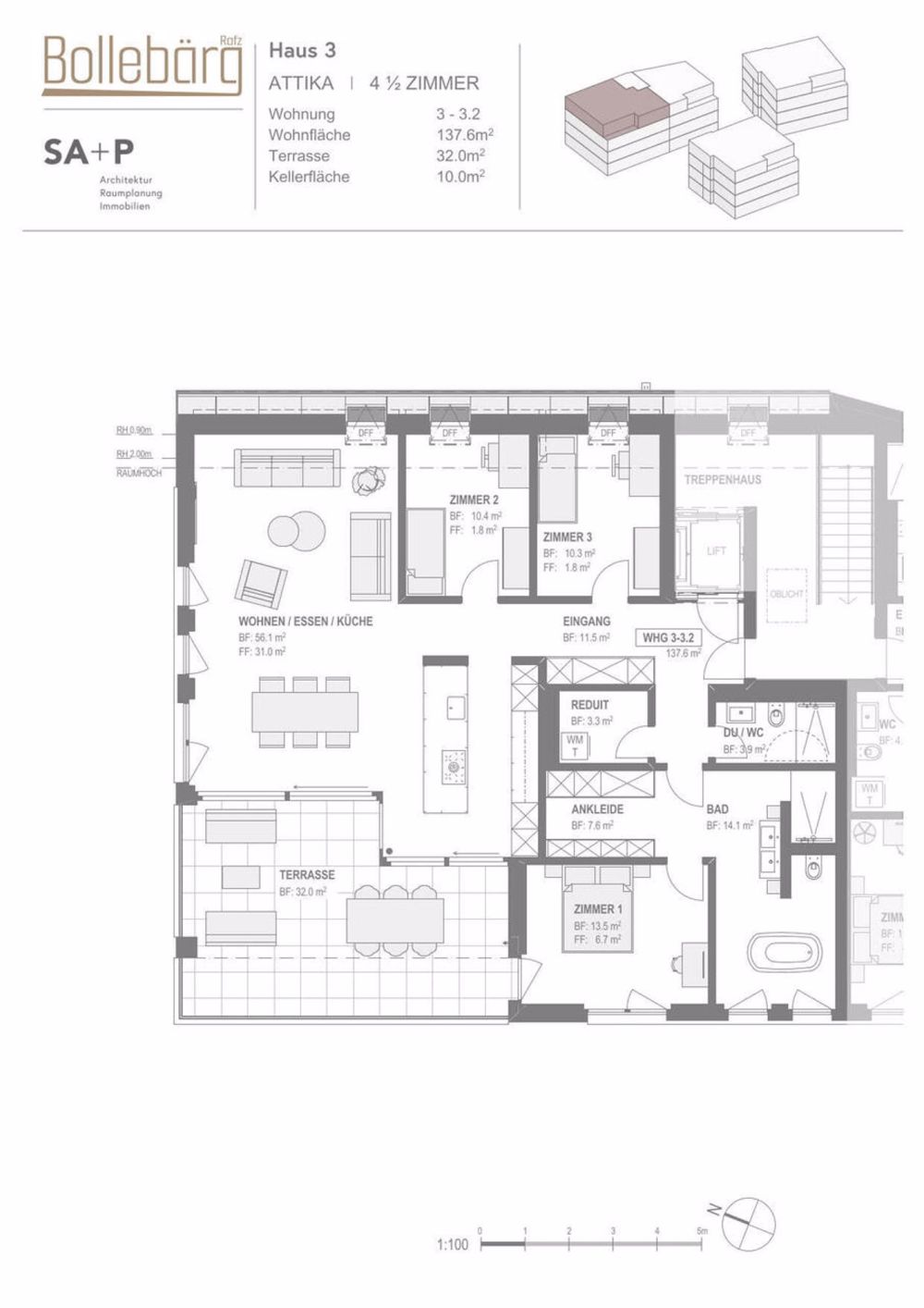 Top Attika-Wohnung, modern, grosszügig, luxuriös, ruhig - Attika-Wohnung Haus 3-3.2