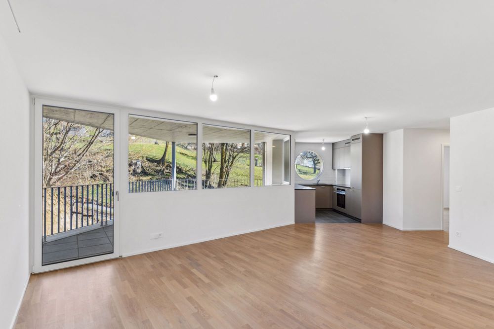 Magnifique appartement neuf au 2ème étage d'une petite PPE - Pièce à vivre / Wohnraum / Living room