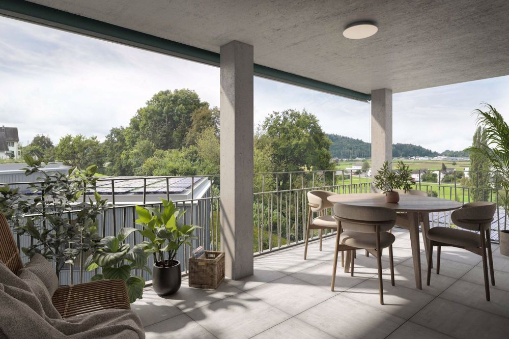 «Hübel» Othmarsingen - Wohnkomfort und Natur im Einklang - Visualisierung Balkon