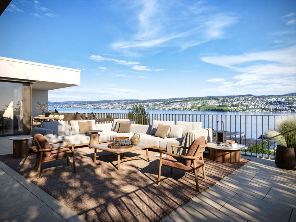 BELAIR Residences: Exklusive Neubau-Villa mit Seesicht in Oberrieden - Visualisierung Terrasse