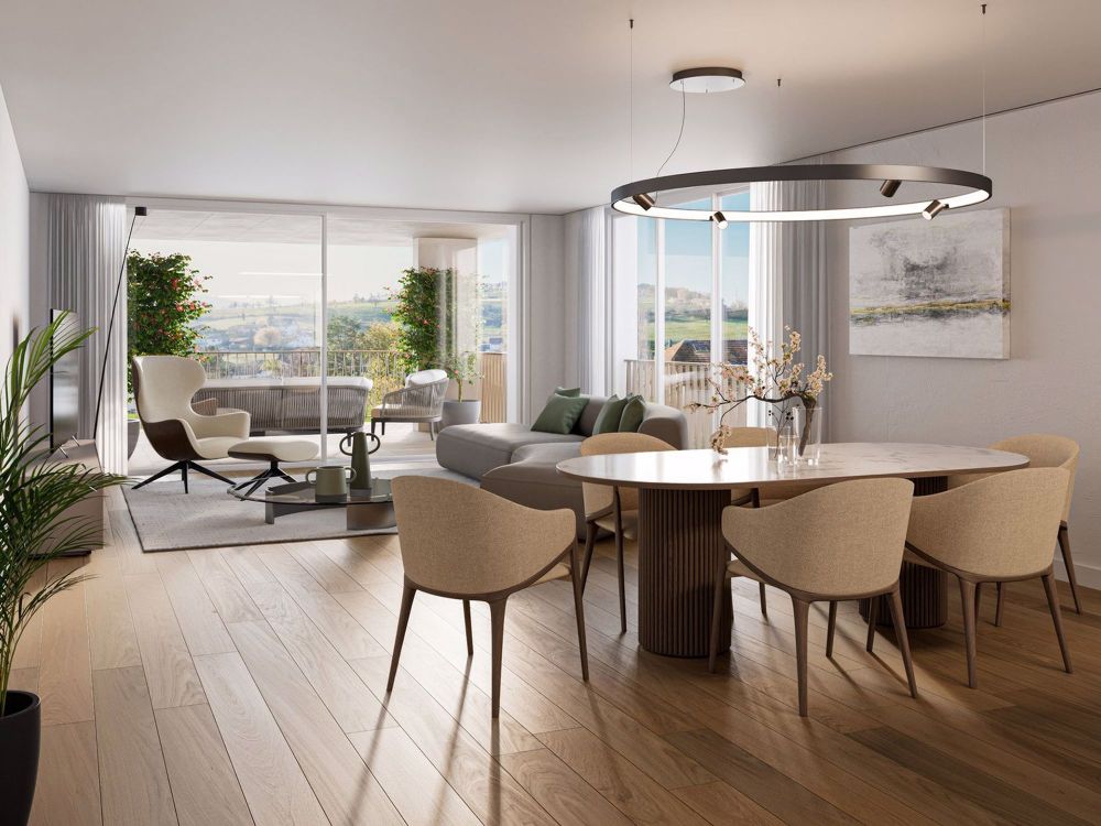 Familienfreundlich Leben im Grünen - «Türle» in Herznach - Innenvisualisierung Wohnzimmer