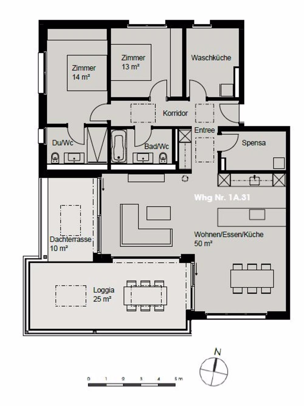 3 1/2-ZW ABELIA NR. 1A.31 - ZWEITWOHNUNG, NEUBAU - Grundriss