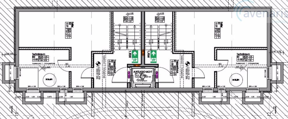 Neubauprojekt in Laufen - Doppeleinfamilienhäuser - Grundrisspläne Doppel-Einfamilienhaus 2. Untergeschoss / Floor plans double detached house 2nd basement floor