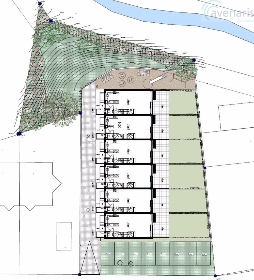 Neubauprojekt: 6 moderne Reiheneinfamilienhäuser - Situationsplan / Situation plan