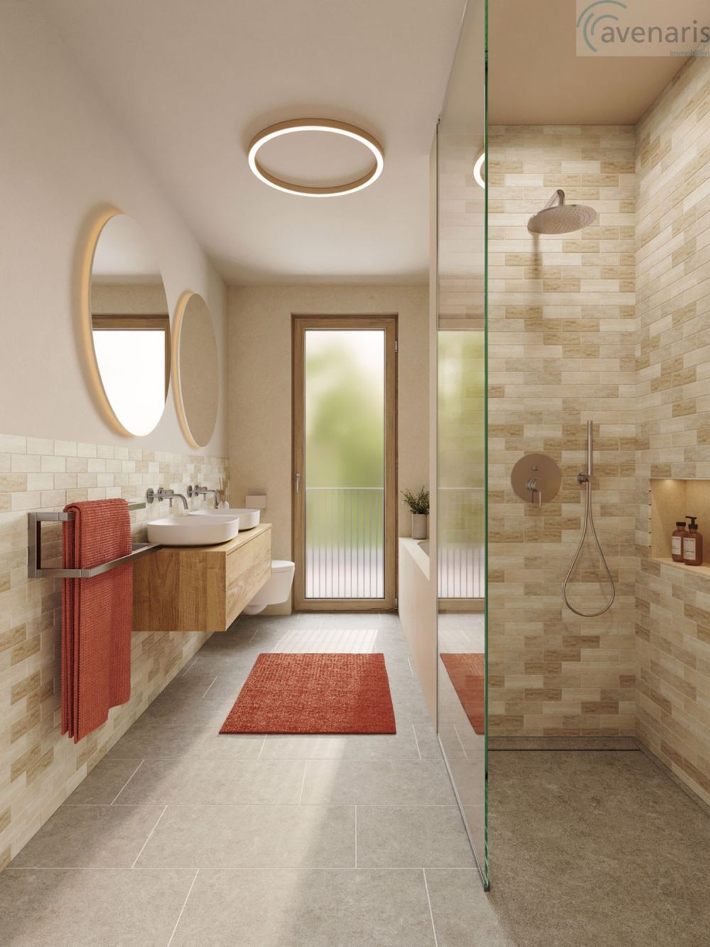 Neubauprojekt: 6 moderne Reiheneinfamilienhäuser - Badezimmer Visualisierung / Bathroom visualization