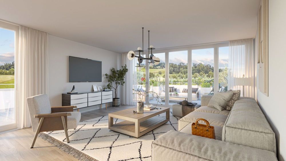 Baustart erfolgt - erfüllen Sie sich Ihren Wohntraum! - Beispiel Attikawohnung 7: Zugang zur grossen Terrasse rund ums Eck